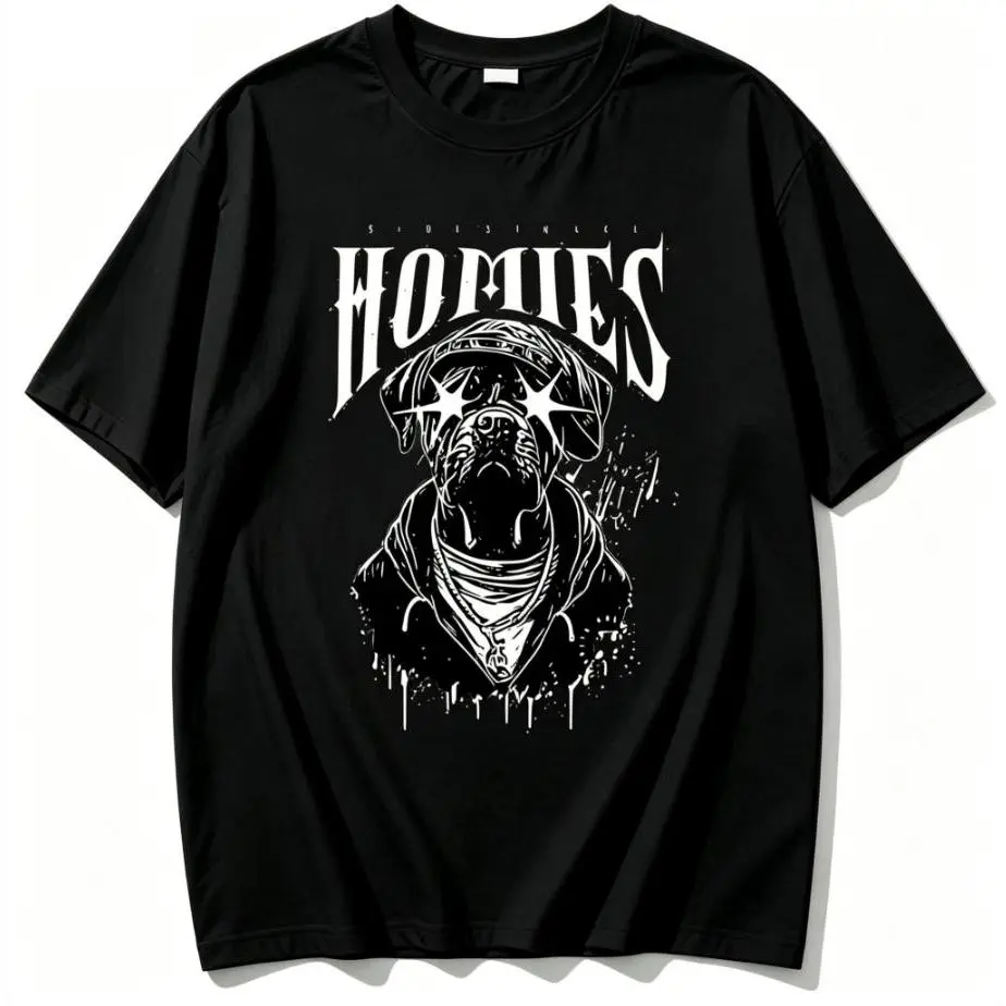 Rottweiler Dog Graphic T-Shirt for Women, Casual Short Sleeve Urban Hip Hop Street Style Polyester Cotton Top