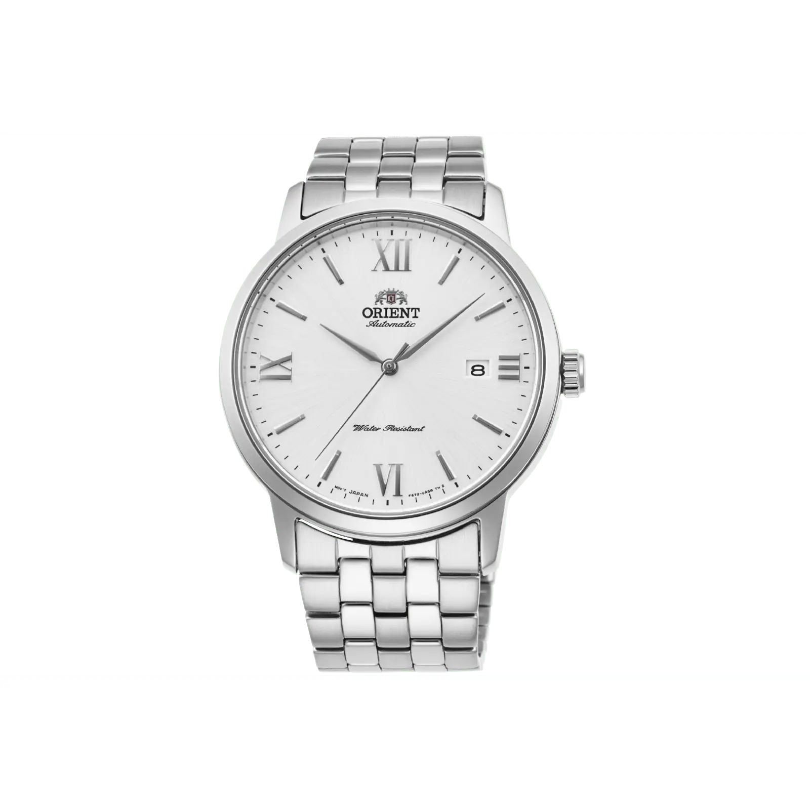 Orient Symphony IV Men's Elegant Automatic Dress Watch - Stainless Steel Case, White Dial, Sapphire Crystal, 41.6mm, 50m Water Resistant, Date Function, 40-Hour Power Reserve, Business Fashion, Extended Wear, Easy Adjustment, Polished Metal Wrist Watch