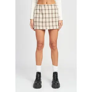 Next To Me Flannel Mini Skirt