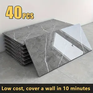 Set Of 20/40 Glossy Marble Pattern Wall Stickers, Self-adhesive Removable PVC Waterproof Panels Suitable for Kitchen Walls, Backsplashes, And Office Walls. Easy-to-apply Home Decor, Hanging Decorative Tiles