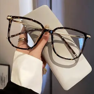 Y2K Retro Square Tortoise Shell Frame Glasses Stylish Unisex Lightweight Casual Style for Work Daily Use TR & Zinc Alloy Decorative Lens