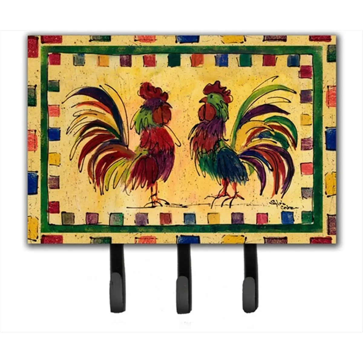 212 MAIN Rooster Metal Wall-Mounted Organizer - Decor Hook, Household Holder for Keys, Leashes, Home Decor Accessory
