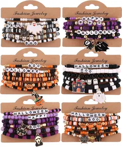 36Pcs Halloween Bracelets for Women Halloween Beads for Bracelets Set Stackable Bracelet Halloween Jewelry Pumpkin Spider Ghost Charms Bracelets BOO Happy Halloween Stretch Bracelets Set Holiday Gift …