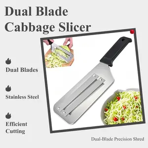 1 Stainless Steel Cabbage Shredder for Coleslaw Professional Cabbage Chopper Slicer Knife with Dual Blades, Sauerkraut Cutter, Vegetable Grater for Kitchen Prep Cabbages Slicer - Black/Red
