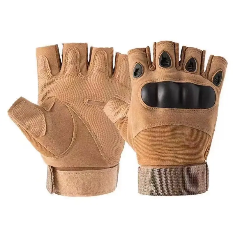 PAKNADA Fingerless Military & Tactical Gloves - Army Military Design, Tactical Accessories, Non-Slip Secure Hold, Touchscreen Compatible, Quick Drying, Durable Material, Unisex Tan, 1 Size