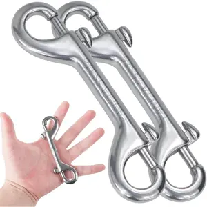 316 Stainless Steel Double Ended Bolt Snap Hook Marine Grade Double End Diving Clips Heavy Duty Trigger Chain Clip Key Holder for Pet Feed Bucket Hammock Horse Tack 2-Pack 90mm Silver