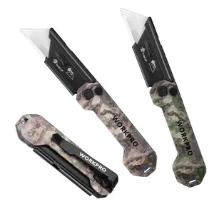 #JumpstartSale WORKPRO 3-Pack Folding Utility Knife, Quick Change Blades Box Cutter, EDC Foldable Pocket Utility Knife Sets with Belt Clip