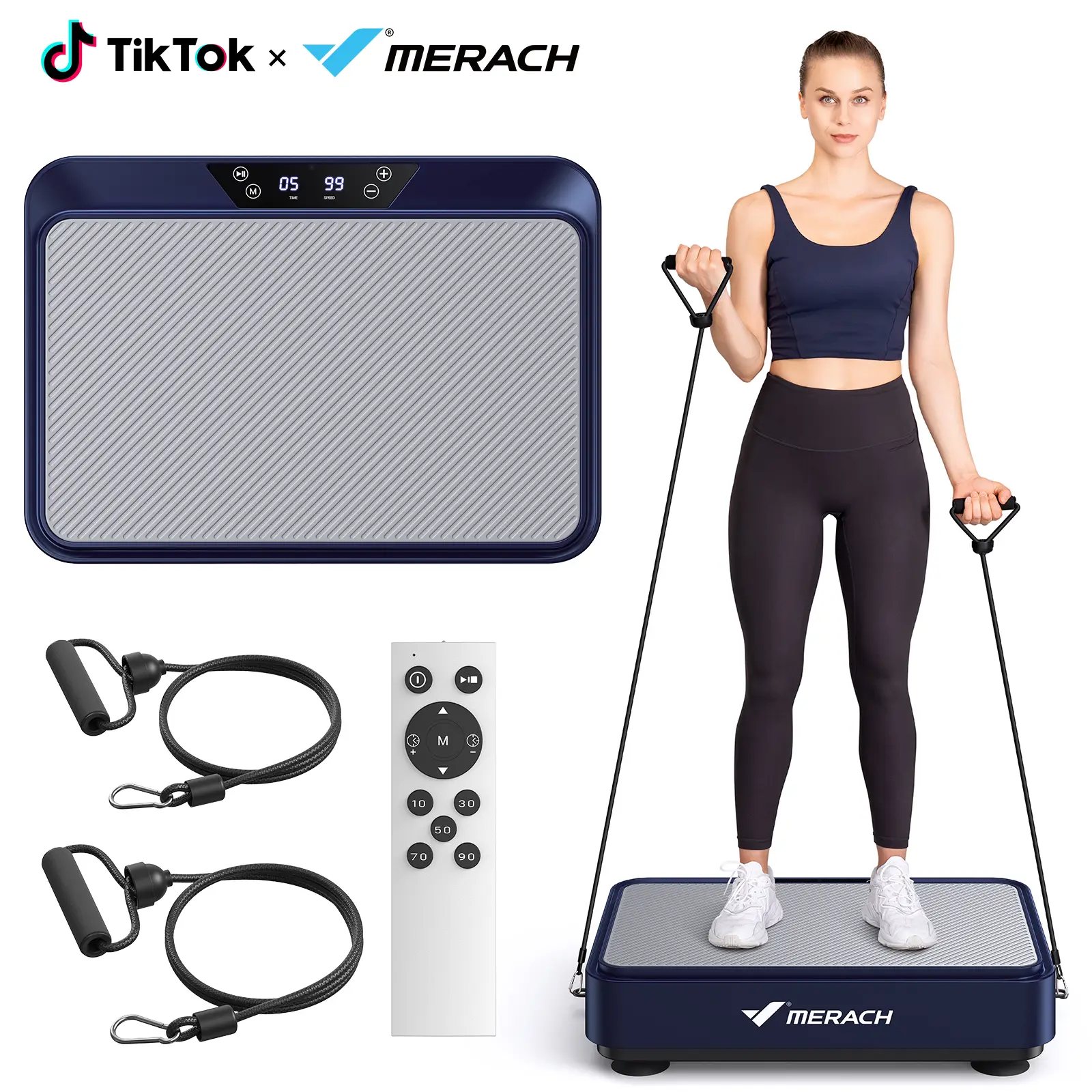 Dealsforyoudays MERACH Square Vibration Plate Exercise Machine 265lbs Capacity, Comfortable Lymphatic Drainage For Full Body Workout Home Gym Fitness
