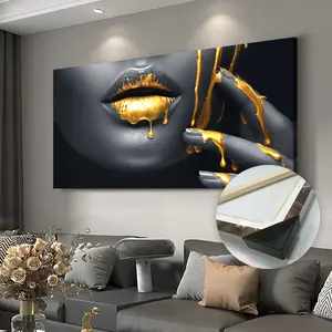 Artistic Fashion Oil Painting Print  Female Model Lips Artwork Waterproof Odorless Ink Print for Living Room Abstract Canvas Wall Art Decor Poster Decoration Ornaments Artistic Photo Wall Hanging for Living Room Bedroom Home Office Dining Room
