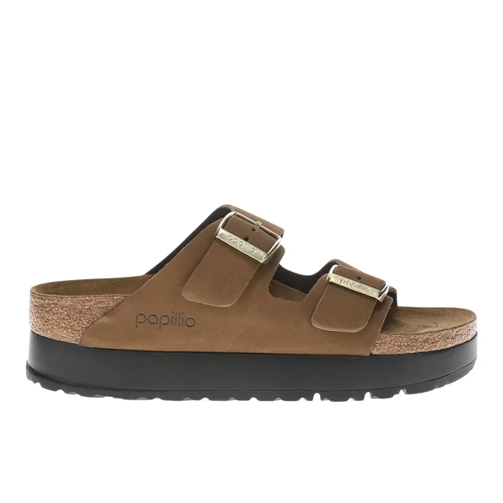 BIRKENSTOCK Womens Arizona Flex Platform Nubuck Leather Casual Sandals Casual Low Heel 1-2" - Brown BIRKENSTOCK Womens Arizona Flex Platform Nubuck Leather Casual Sandals Casual Low Heel 1-2" - Brown