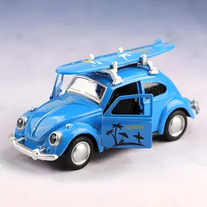 1:38 Classic Vintage Car Model, Alloy Toy Car, Detachable Surfboard, Collectible, Openable Doors, Interior Visible, Holiday Gift