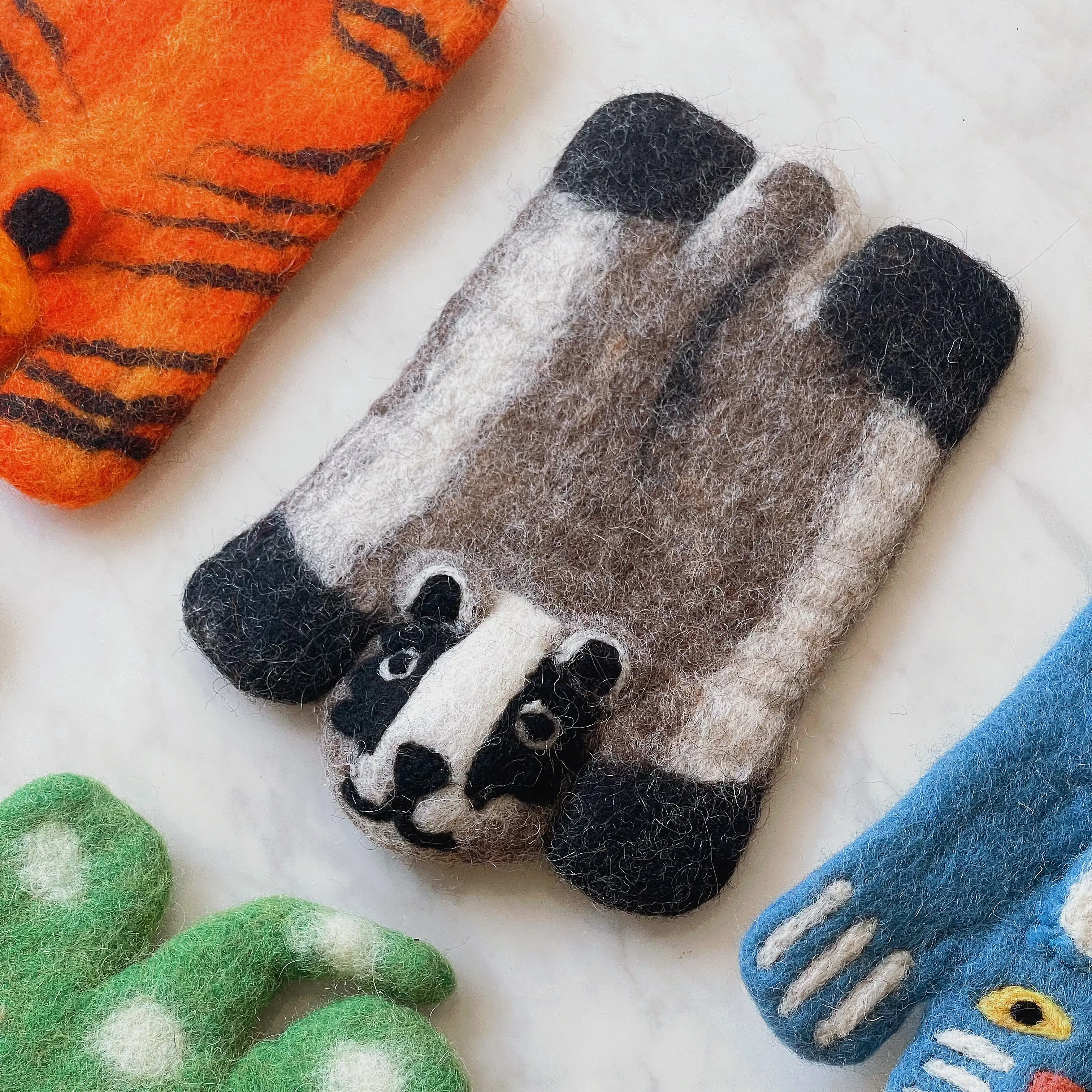 WOOLFOO Cozy Handmade Wool Felt Coasters in Raccon and Fox Shape BPA Free Placemats Tableware in Various Adorable Designs