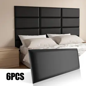 6pcs Self-Adhesive Luxury Artifical Leather Wall Panels, Thickened, Impact Resistant, Soundproof, Waterproof, 3D Soft Headboard Stickers, Self Adhesive Wallpaper