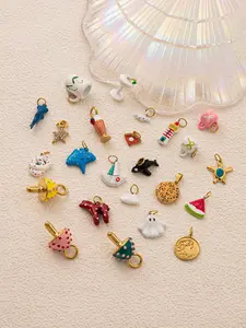 1pc Bohemian style pendant, Fashion pendants, stainless steel and dripping oil pendant, DIY free matching series, vacuum plated 18K gold in the furnace for color retention, suitable for DIY fashion accessories such as keychains, bags, and jewelry