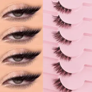 Natural Look Half Eye False Eyelashes Transparent Stem, 9 Pairs, Natural Appearance, Perfect for Everyday Use, Beauty Essentials, Cosmetic