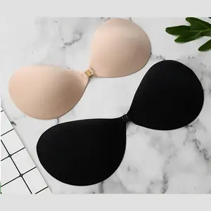 Women's Strapless Adhesive Bra Sticky Backless Push Up Bra Invisible Stick On Bras 2 Pair Reusable with Nipple Cover