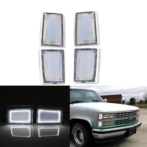 Clear White LED Side Marker Lights For C/K 1500 2500 3500 Suburban Blazer 1988 1989 1990 1991 1992 1993 Replace OEM 5975198 , 5975197, 5975196 , 5975195