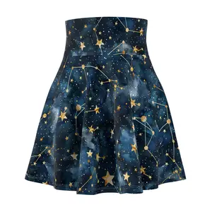Skater Skirt, Astrology Constellations Galaxy Design, Women's Fashion Clothing, Space Theme Apparel, Celestial Print Skirt, Universe