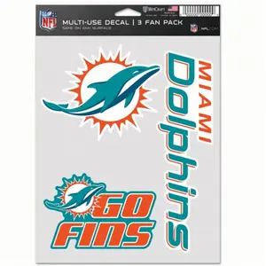 Wincraft  NFL Miami Dolphins Decal Multi Use Fan - Pack of 3