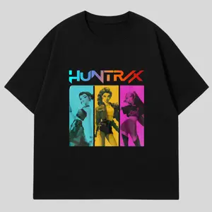 Huntrix Demon Hunters Kpop Shirt, Mira Rumi Joey Huntrix Girls Tee, Kpop Idol Group T-Shirt Graphic, Y2K Vintage Streetwear Outfit, Demon Hunters Merch, Unisex Fan Gift for Huntrix Lovers Birthday Gift Check Love