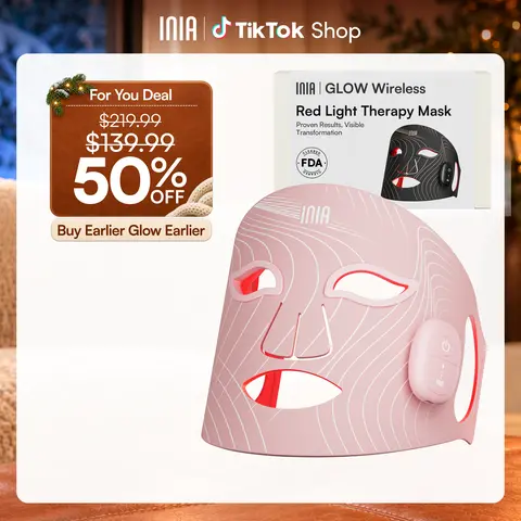 INIA GLOW Wireless Red Light Face & Neck & Chest Mask Bundle – 630nm & 850nm Red Light Therapy Mask Devices | Skincare Set for Lifting, Firming & Radiant Glow at Home, Rechargeable & Portable with 2-Year Warranty,back to school,back to school haul