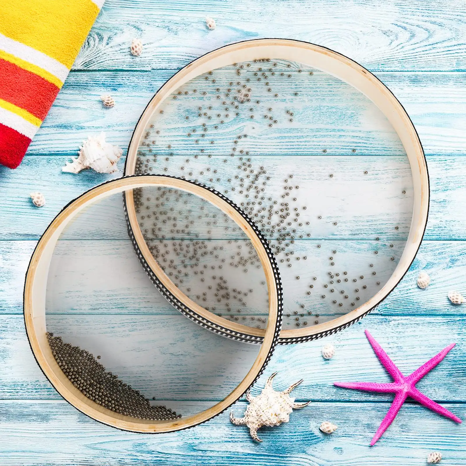 6/8/10/12 Inch Ocean Drum, 1/4 Counts Sea Wave Drum For Meditation & Relaxation, Musical Sound Healing Instrument For Stress Relief