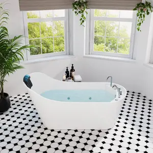 67" Freestanding Whirlpool Tub with Faucet and Reversible Drain 67" Freestanding Whirlpool Tub with Faucet and Reversible Drain