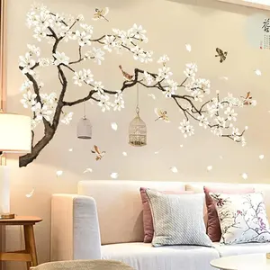 Large Chinese Wall Decals Cherry Blossom Tree 3D Tree Wall Stickers - Peel and Stick Wall Decor for Bedroom, Living Room, Baby Nursery & Baby Rooms