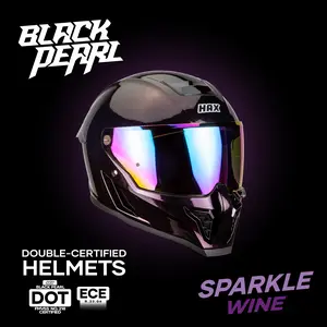 HAX Black Pearl Motorcycle Helmet SPARKLE WINE Full-face DOT & ECE Certified Ultra Safe Lightweight Aerodynamic Full-face Helmet