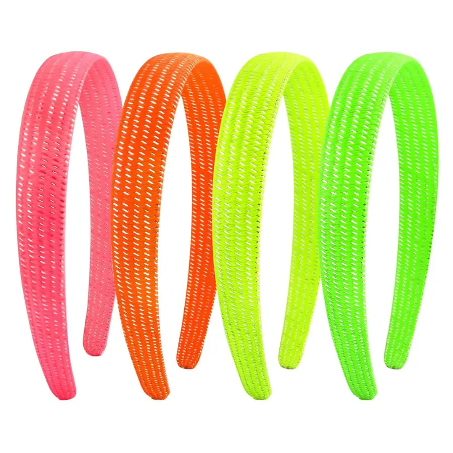 4PCS Neon Glitter Non-Slip Headbands for Workout, Party & Daily Wear