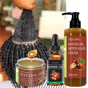 3pcs Honduras Batana Hair Cream + Batana Hair Oil + Batana Essential Oil, Pure Cold-pressed Extract Containing Biotin to Nourish The Scalp And Hair, Strengthen And Prevent Breakage And Split Ends, And Enhance Shine. Suitable for All Hair Types