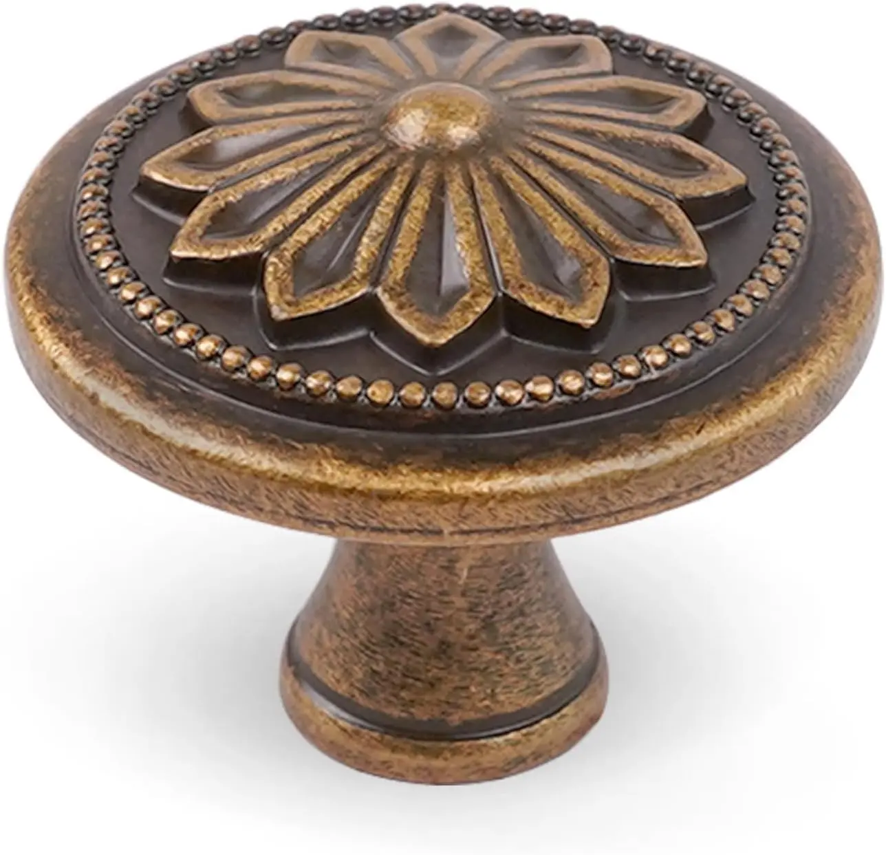 Antique Brass Cabinet Knobs 10 Pack,Hvy Duty Solid inc Alloy Vinta Cabinet knobs,1-2/5"Dia Round Kitchen Cabinet Handles for Cabinets, Drawer Pulls Vinta Dresr Knobs