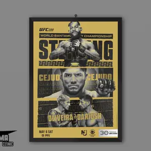 UFC 288 Poster - Sterling vs Cejudo, Oliveira vs Dariush Main Card - Premium MMA Wall Art