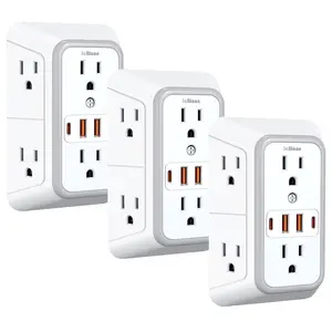 3 Pack Surge Protector -  6 Outlet  Extender Multi Plug Wall Outlets with 4 USB Charging Ports  (2 USB C), 3 Sided Multiple Plug Expander Wall Charger, Power Socket Extender, Wall Adapter Power Strip for Home Office Kitchen Travel