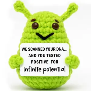 Emotional Support Crochet Gift, Stuffed Animal - Cute Green Alien potato gift for Son, Daughter, Friends, Funny Birthday Gift for Her/Him, Stress Relief Desktop Decoration for Besties and Couples, Ideal Present for Mother's Day, Celebrations, and More