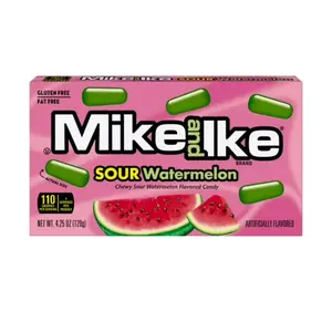 Mike and Ike SOUR Watermelon Chewy Candy 4.25 oz Theater Box Kosher Gluten-Free Fat-Free Fruity Sour Flavor
