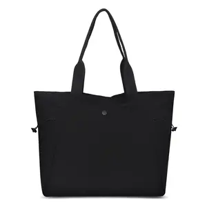 [Clearance] 15L Nylon Tote Bag for Women Large Capacity Shoulder Bag Lightweight Hand Bag for Travel Work Offices Diaper Fashionable Shopping Bag with Zipper Closure Shopper Black