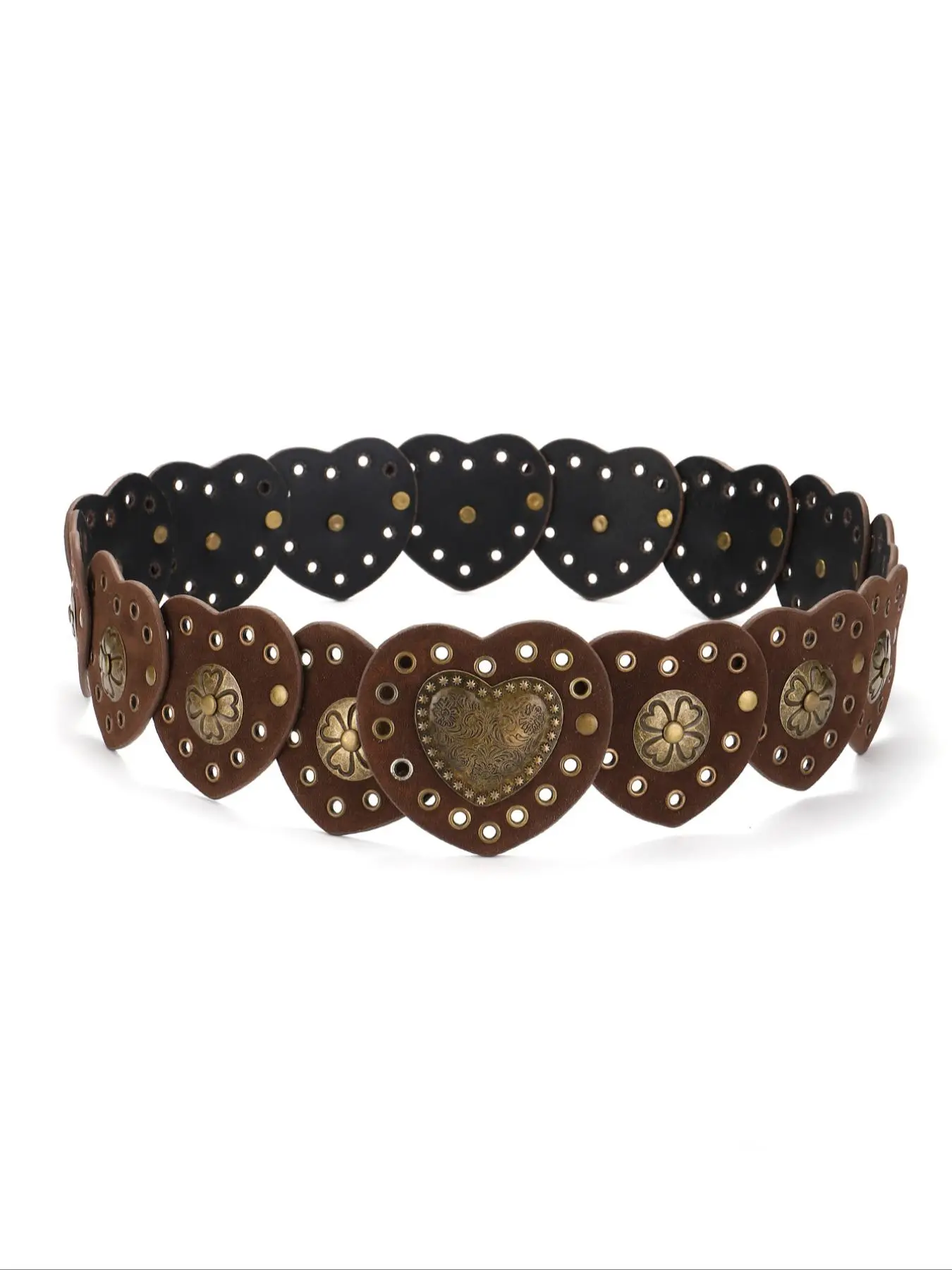 Women's Punk Style Hollow Out Heart & Flower Design Western Belt, Studded Belt, Fashion Belt, Stylish Belts for Party, Daily Clothing Decor, Trendy All-match & Exquisite Belt for Birthday Gift