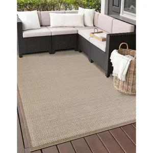 Beige Outdoor Border Rug