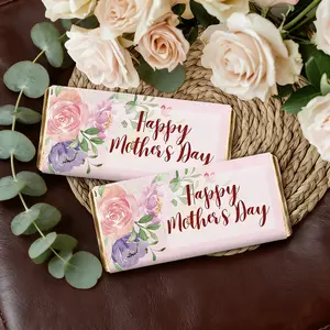 10pcs/set Chocolate Bar Wrapper Floral Stickers, Decorative Stickers, Including 'Happy Mother's Day' and 'Hope You Have a Wonderful Day', Ideal for Greeting Cards, Gift Wrapping, Party Decorations, DIY Crafts and Packaging Materials
