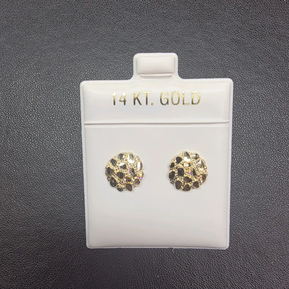 14k round nugget earring small solid gold