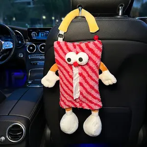 Cartoon Monster-Design Car Tissue Box, Cute Plush Car Tissue Holder, Car Interior Accessories for Women & Girls