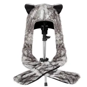 pinksheep Plush Novelty Animal Hat,3 in 1 Function Faux Fur Full Animal Hood Hat Winter Warmer Cap