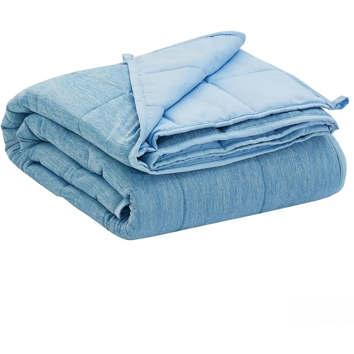 Cooling Weighted Blanket 15 lbs Cool Moire Jersey Bed Blanket  Size for Hot Sleeper with Soft Breathable Sanded, 48 x 72 inches, Blue