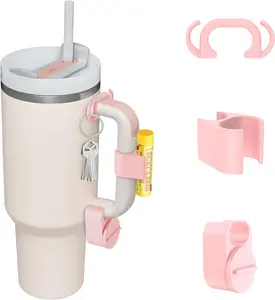 Chevaux 3-Pcs Accessories for Stanley 40oz Quencher H2.0 Tumbler- Stanley Lip Gloss Holder Double-Sided Hook and Ring & Jewelry Holder