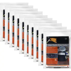 10 count Painter Plastic Drop Cloths Sheet, Anti-dust Cover,9x12  Disposable Tarp for Painting for Couch/Furniture Cover