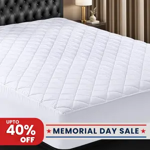 Utopia Bedding Quilted Fitted Queen Mattress Pad, Soft & Elastic Fit Mattress Protector, Stretches Deep and Durable White Fiberfill Polyester