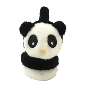 Fashion Culture Women's Panda Face Kitsch Faux Fur Earmuff, Black