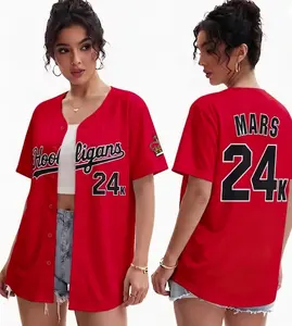 Personalized Hooligans Mars Baseball Jersey – Custom Name, Number & Rose Print Fan Apparel, Number Jersey Gift