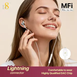 D8 Headphones with Lightning Connector. Microphone with Remote to Control Music, Phone Calls, and Volume. Wired Earbuds for iPhone Earbuds Wired Earphones with Microphone,Isolation Noise [Lightning Connector - Apple MFi Certified] Replacement for